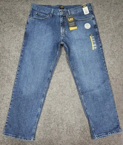 Men's Regular Straight Jeans 38x30 Lee Steadfast Blue Cotton Comfort Stretch - Picture 1 of 11