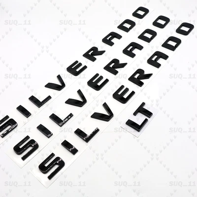 4Pcs For SILVERADO 1500 2500HD Emblems LT Letters Fender Trunk Badge Gloss Black Foto 1 de 3