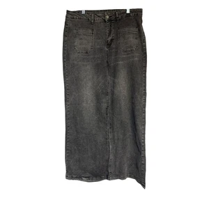 Wide Leg Cropped Jeans Gray Wash Patch Pocket High Rise Denim Womens XL - Picture 1 of 5