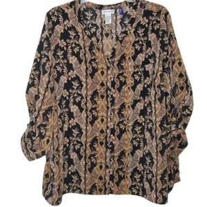 Catherine's Damen Bluse Größe 3XWP V-Ausschnitt Rollriegelärmel Braun - Bild 1 von 12