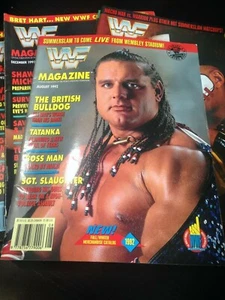 WWF WWE Magazine AUGUST 1992 British Bulldog  + Merchandise Catalog - Picture 1 of 3