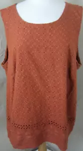 LOFT 22 Plus Bluse Kürbis orange Ösen Spitze ärmellos - Bild 1 von 6