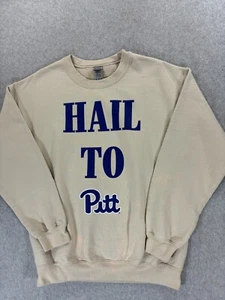 Pitt Panthers HAIL TO PITT Campus Crew Sweatshirt (Men's Medium) Tan - Picture 1 of 13