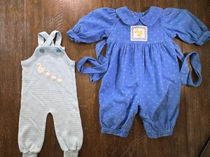 Set tutina pagliaccetto bambino vintage 100% cotone tuta anatra made in USA appliqué - Foto 1 di 10