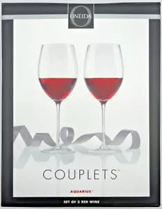 Oneida Couplets Aquarius Crystal Wine Glasses - Set of 2 - NEW - Picture 1 of 5