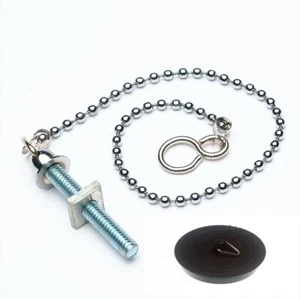 Nuovo 50 X Lavabo Cromato Bagno Sfera Catena E; Supporto Set 450mm E 44mm Nero - Foto 1 di 1