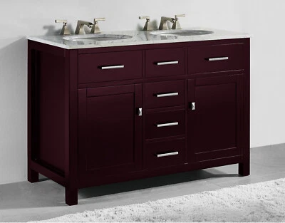 Tocador doble fregadero espresso 48" con tapa de mármol Carrara SOLO RECOGIDA LOCAL (CA) Foto 1 de 4