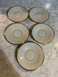 Set of 5 Dimension Collection Lenox ETERNAL China 6" Saucers Ivory & Gold - Picture 1 of 3