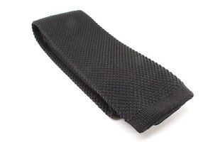 New Black Knit Knitted Tie Necktie Slim Skinny Narrow Square Woven 2.5in