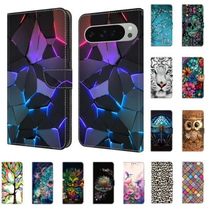 Printed Leather Case For Google Pixel 9 Pro XL Pixel 9a Wallet Flip Stand Cover - Image 1 of 4