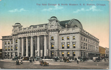 Illinois Chicago & North Western R.R. Station Terminal Vintage Postcard