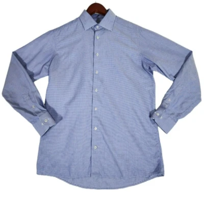 Eton Contemporary Polka Dot Shirt Men's Large 42/16.5 Blue Long Sleeve Cotton - Image 1 of 4