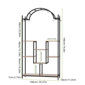 Tall Indoor Plant Stand Arched Metal Flower Rack with Hanging Hook Multi-Purpose - Picture 1 of 13