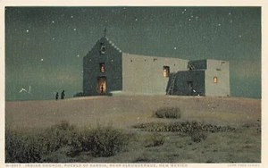 LP30 Albuquerque Sandia Pueblo Indian Church New Mexico Fred Harvey Postcard - Picture 1 of 2