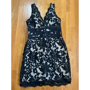 Ronni Nicole Dress Womens Sz 14 Black Nude Lace Cocktail Lined Nylon Casual NWT - Picture 1 of 9