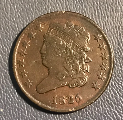 1825 classic head half cent, VF / XF, Better date Cover