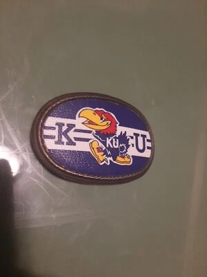 Vintage KU Jayhawks University Kansas  Belt Buckle Brass Unmarked - Image 1 of 4