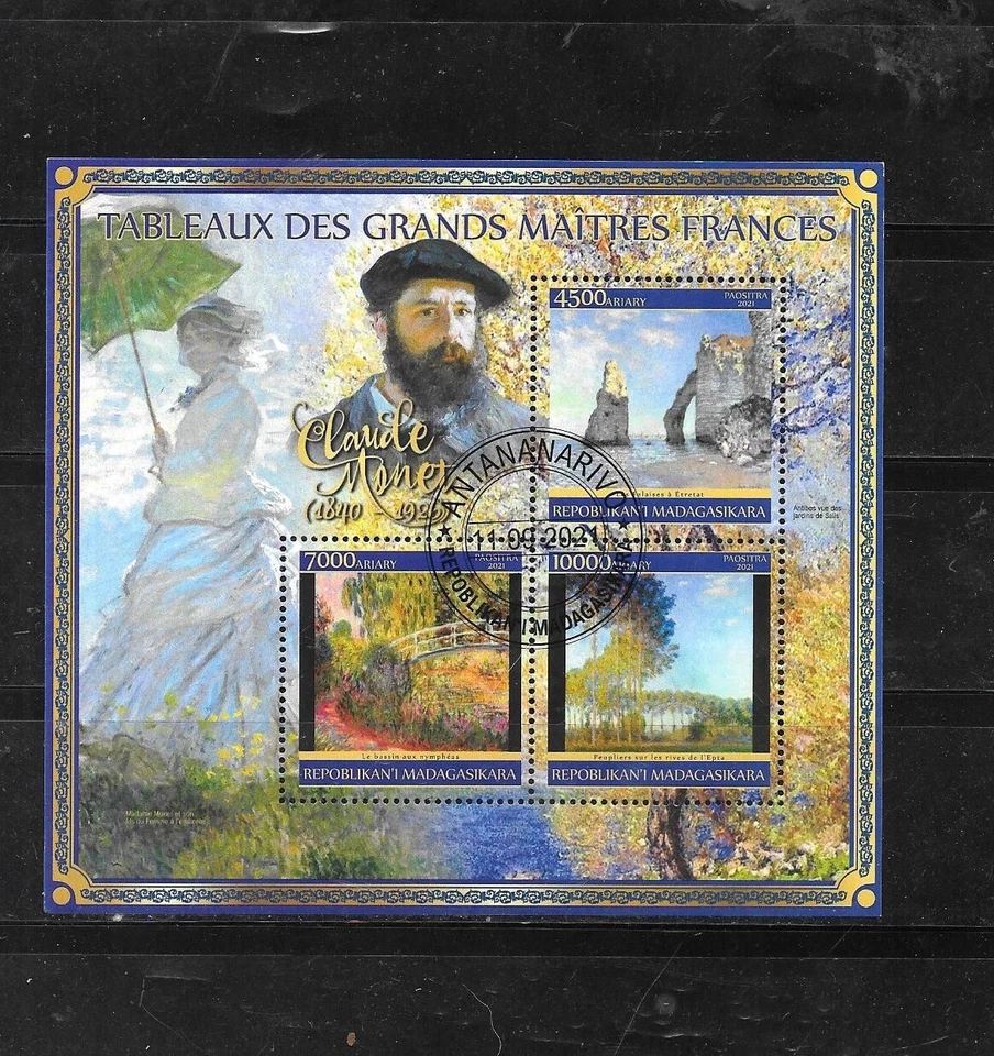 MADAGASCAR 2021 ARTE FRANCÉS MONET S/S HOJA RECUERDO CTO USADO SELLOS RECIENTES Foto 1 de 1