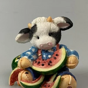 Marys Moo Moos Summer Watermelon Udderly Refreshing Boy Cow Figurine Retired - Picture 1 of 6