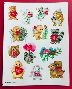 Vintage Hallmark Stickers Valentines Cute Woodland Animals Bears Critters NEW - Picture 1 of 1
