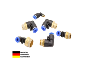 Pneumatik Steckverschraubung Druckluftanschluss 90°  M5 M6  1/8" 1/4" 3/8" 1/2" - Bild 1 von 9