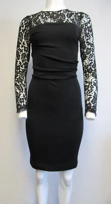 Dolce & Gabbana  black wool-blend sheer lace stretch sheath dress sz 38/ 4 - Image 1 of 4