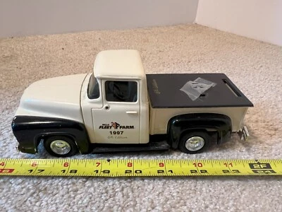 Ertl vintage Fleet Farm 1956 Ford step side pickup truck diecast model coin bank - Image 1 of 4