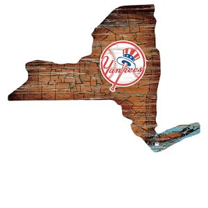 Letrero angustiado del estado de los Yankees de Nueva York aproximadamente 22,5" x 17" - Imagen 1 de 1