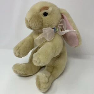 Peluche coniglietto coniglietto Commonwealth beige rosa rosa fiocco 2007 10" - Foto 1 di 12