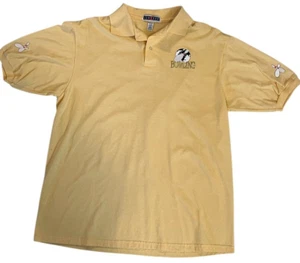 Vintage Bowling Polo Shirt Size Large Jerzees Yellow Embroidered Short Sleeves - Picture 1 of 9