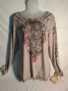 Ladies Energe World Wear Long Sleeve Scoopneck Boho Tunic Top X-Large NEW BNWT - Picture 1 of 8