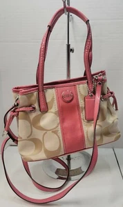 Coach F22907 Signature Stripe Mini Carryall Pink Khaki - Picture 1 of 11