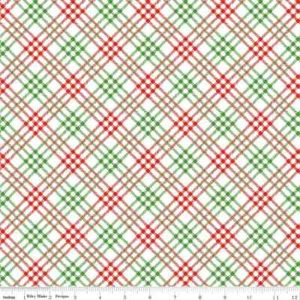 Christma Joys Plaid Fabric Red White Green C12253 Cotton Riley Blake By Yard - Picture 1 of 1