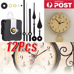 12 X Wall Clock Quartz Movement-Motor Mechanism Long Spindle Hands Repair Kit - Picture 1 of 9