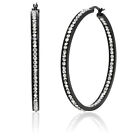 2 Inch Stunning Stainless Steel Black High Shine Inside-Out Hoop Earrings For