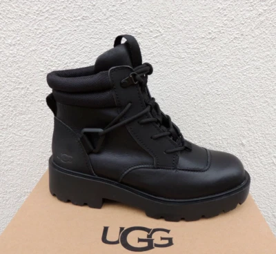 UGG BLACK TIOGA HIKER WP LEATHER MOTO ANKLE BOOTS, WOMEN US 9.5/ EUR 40.5 ~NEW - Image 1 of 4