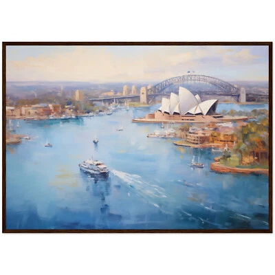 Sydney Harbor Oil Painting Sydney Opera House Art Print Harbor Bridge Wall Decor - Image 1 of 4