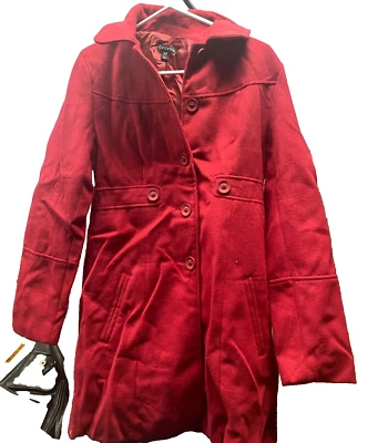 Cranberry Kiss GE  Pea Coat Faux Wool By George Girls Size 14-16 XL - Image 1 of 4