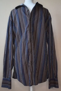 Zaggari long sleeve flip cuff dress shirt mens large - Picture 1 of 4
