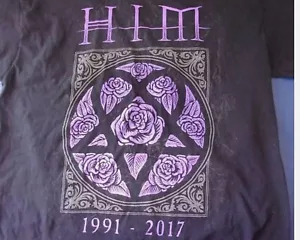 Rare HIM Band Cotton Tour Gift For Fan Black S-2345XL T-shirt - Picture 1 of 7