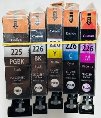 5pk Genuine CANON PGI-225 PGBK Black CLI-226 Black Cyan Magenta Yellow Ink Tank - Image 1 of 4