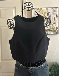 Blusa sin mangas Tibi New York para mujer de seda negra estructurada con cremallera trasera talla 12 nueva sin etiquetas - Imagen 1 de 7