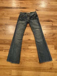 BKE Star Bootcut Blue Denim Distressed Jeans Women's TAG 25 Actual Size 26 x 32 - Picture 1 of 12