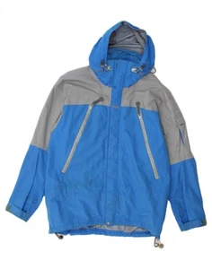 HELLY HANSEN Mens Hooded Rain Jacket UK 38 Medium Blue Colourblock Nylon DN01 - Picture 1 of 3