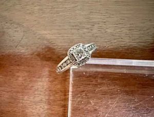 14k Weißgold Princess-Schliff 0,75ctw Diamant Halo Verlobungsring Größe 5 - Bild 1 von 10