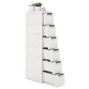 6-Drawer Narrow Rolling Storage Cabinet w/ Pull Handles Built-in Wheels - Picture 1 of 9