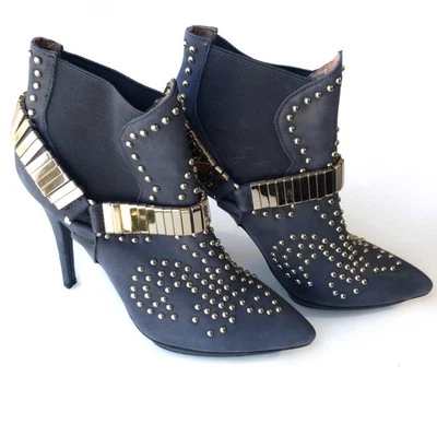 Jeffrey Campbell Volpe темно-синий с заклепками кожаный ботинок на платформе ботинок 7,5 - Изображение 1 из 4