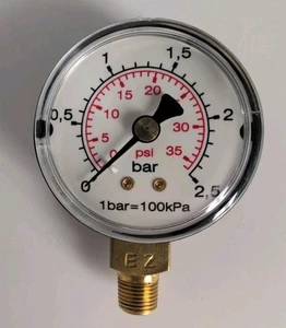 Pressure Gauge 0-36 psi (2.5 bar), 2" Dial Face, 1/8" NPT Mount - BULK LOT (35) - Picture 1 of 15
