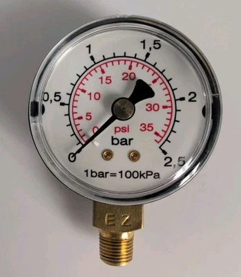 Pressure Gauge 0-36 psi (2.5 bar), 2" Dial Face, 1/8" NPT Mount - BULK LOT (35) - Image 1 of 4
