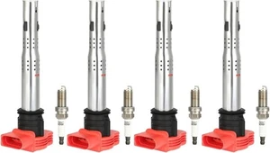 Ignition Coils & Plugs Kit for Audi Q5 A6 A7 Volkswagen MK5 MK6 GTI Set of 4 - Picture 1 of 9